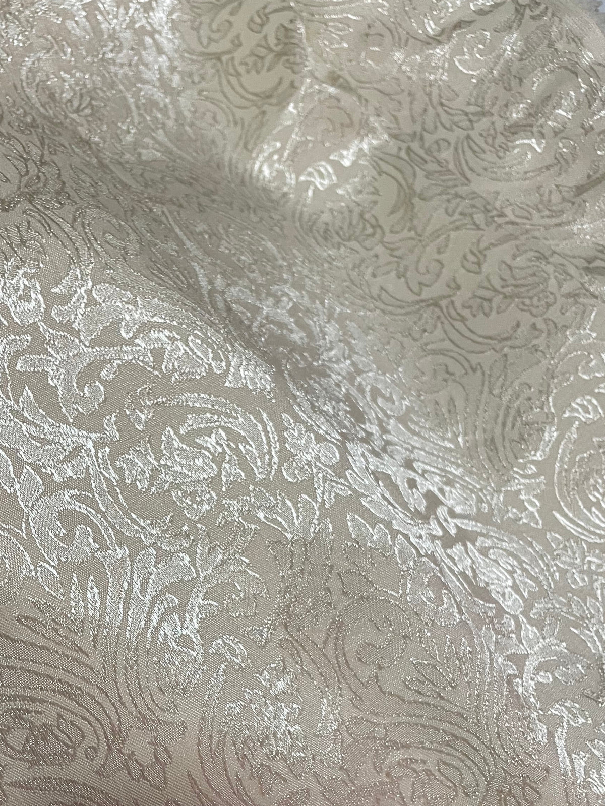 Tissu Jacquard Ivoire Nacré